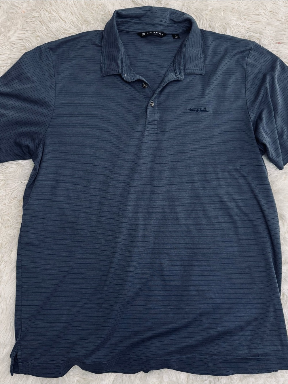 Travis Mathew Men's Blue Short Sleeve Polo Shirt